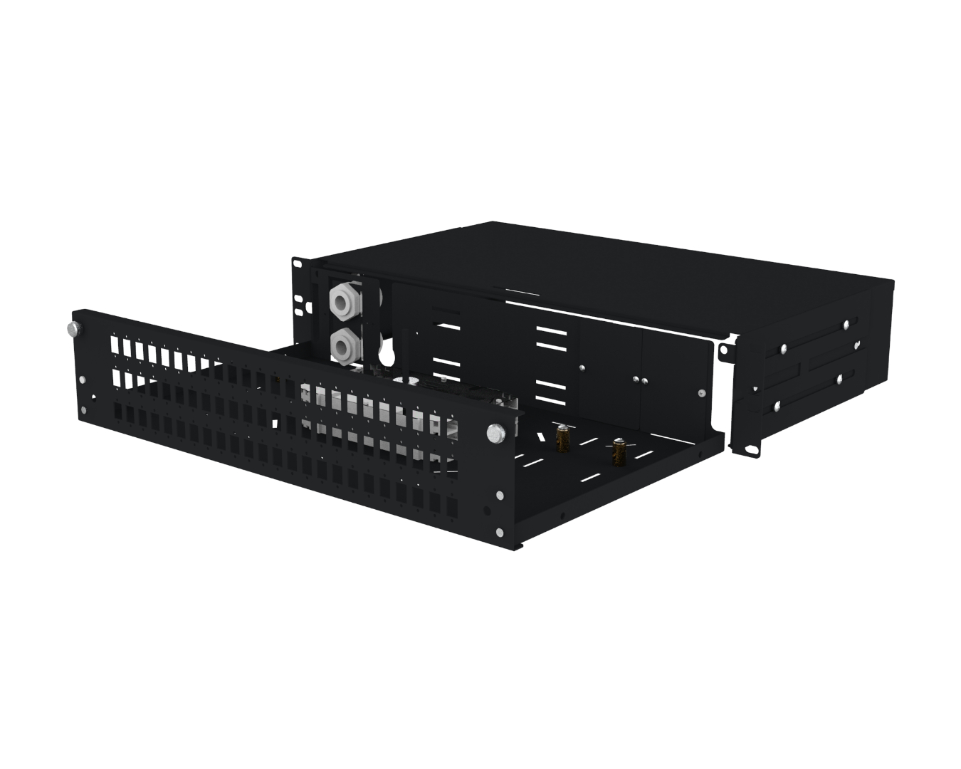 Fiber optic patch panels - pull-out: PSW-E-19"-250-2U-48-SCS-0K3-S-R9005